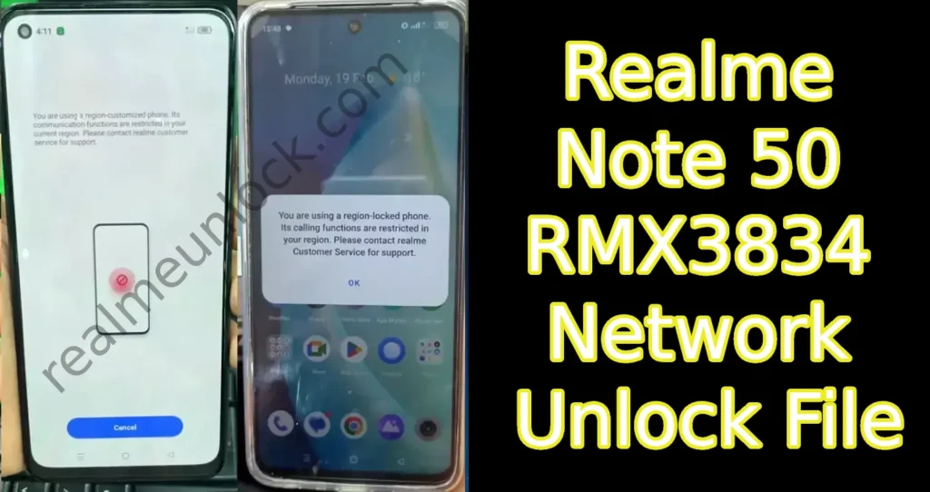 Realme Note 50 RMX3834 Network Unlock File